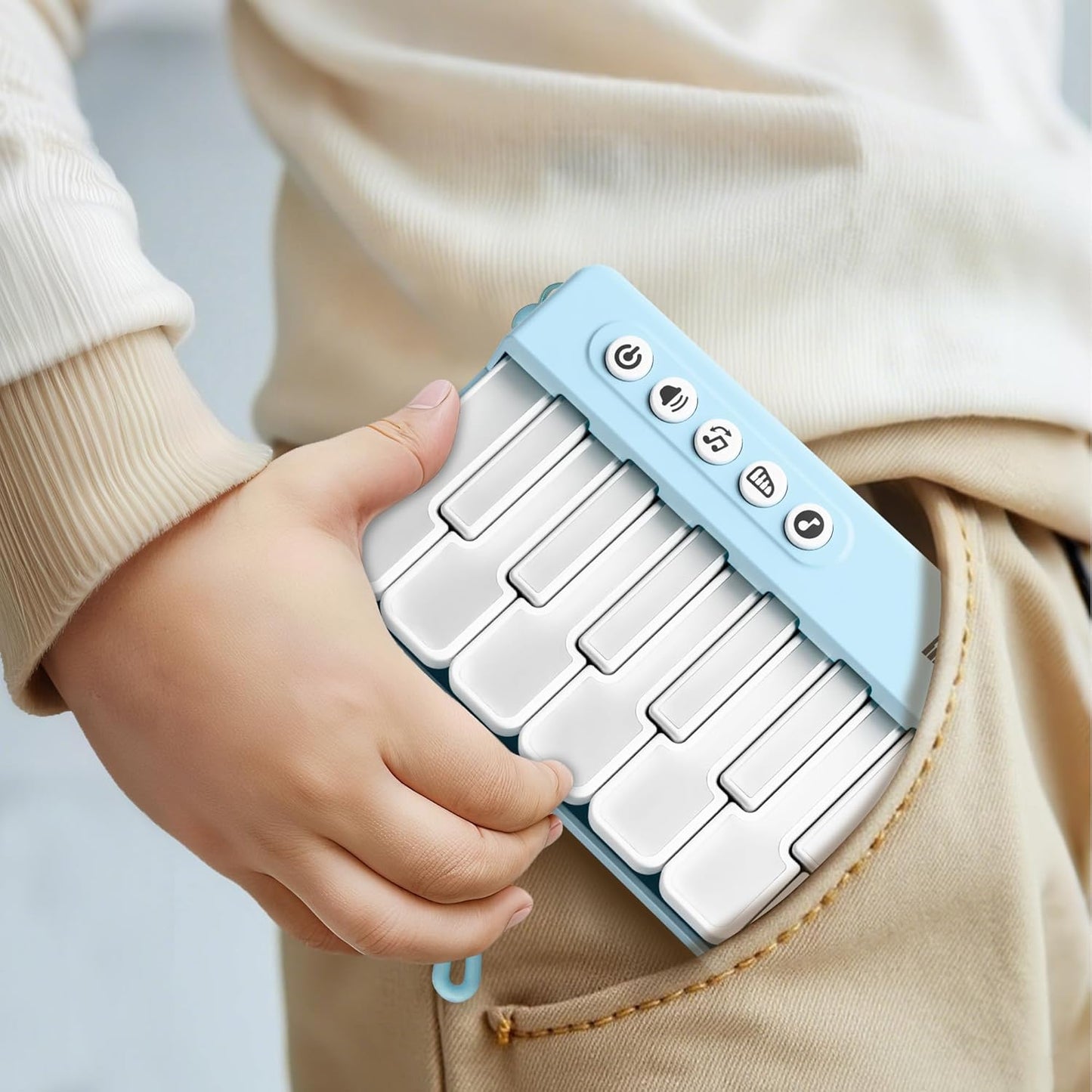 iPlay, iLearn Kids Mini Piano Toy W/Rainbow Lights, Portable Travel Piano Keyboard Toddlers Musical Instrument Learning Toys, Music Interactive Birthday Gift for 2 3 4 5 6 Year Old Boys Children