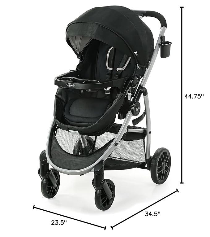Graco Modes Pramette Stroller, 3-in-1 Baby Stroller, 3 Modes from Infant Car Seat Carrier, Infant Pramette, to Toddler Stroller, Reversible Seat, One Hand Fold, Extra Storage, Child Tray, Pierce