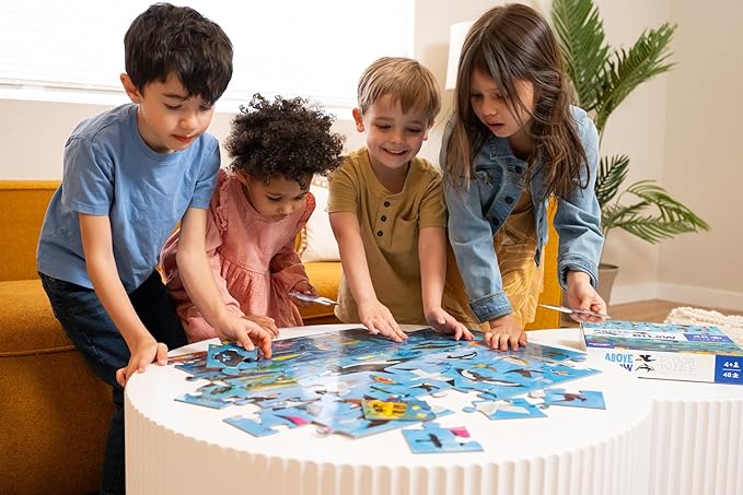 Crocodile Creek Above + Below 48-Piece Jigsaw Floor Puzzle - Fun Floor Puzzles for Kids Ages 4-8 - Day at The Zoo - 18 x 24 inches Finished