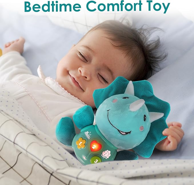 iPlay, iLearn Baby Dinosaur Musical Toys, Newborn Boys Gift, Soft Dinos Plush Stuffed Animal, Infant Light Music Time, 1st Birthday Stocking Gift Stuffer for 0 1 3 6 9 12 18 Month 1-3 Yrs Toddler Girl