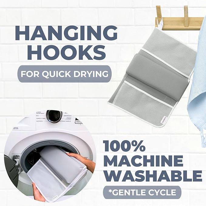 Comfortable Baby Bath Kneeler and Elbow Rest Pad Set – Thick Memory Foam Bath Kneeling Pad with Elbow Support – Baby Bathtub Cushion with Toy Organizer for Bathing Infant or Toddler - Grey