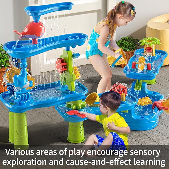 Water Table for Kids 3 4 5 6 7 Years Old - Water Playset for Toddlers 3-5, Water and Sand Play, Backyard Water Table, Summer Outdoor Beach Toys, Sensory Activity, Gifts for Boys Girls