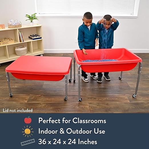 Children's Factory Medium Sensory Table – 18″ Height, Sandbox, Water Table for Kids, Red
