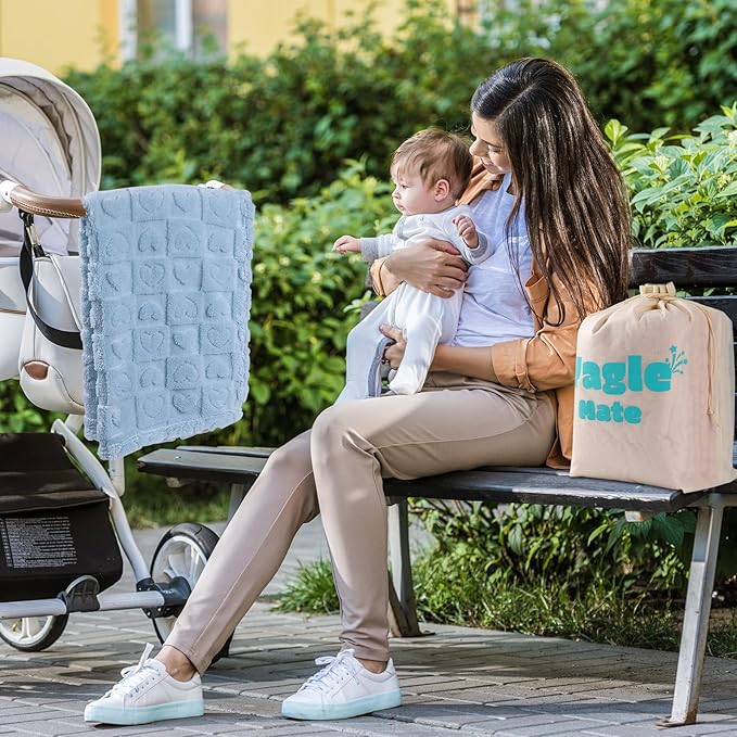 4 Pcs Baby Blankets for Boys Soft Toddler Small Blanket for Daycare, Fleece Kid Mini Blanket for Crib Baby Shower, 30 X 40, Blue Green White Grey