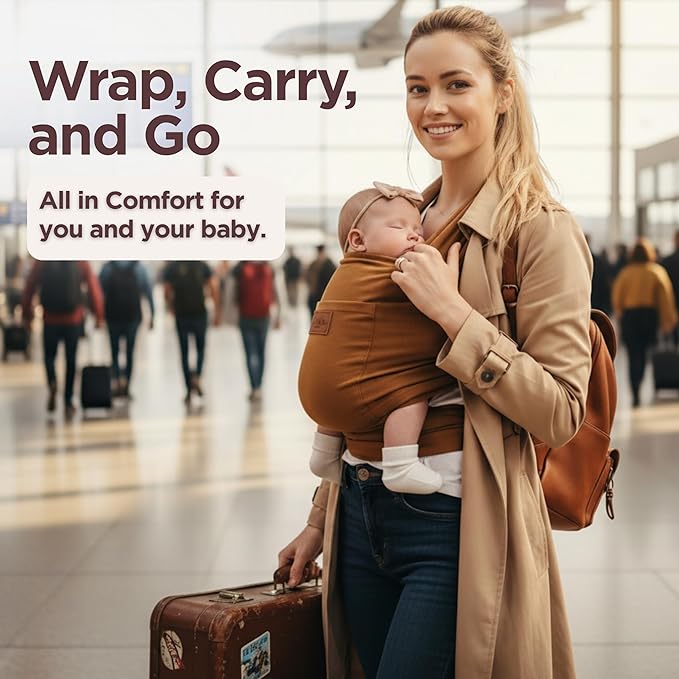 Baby Wrap Carrier - Premium Cotton Baby Carrier Wrap for Newborn to Toddler- Infant Carrier for Babies 8-35 lb - Baby Holder One Size Fits All with Front Pocket by Max&so