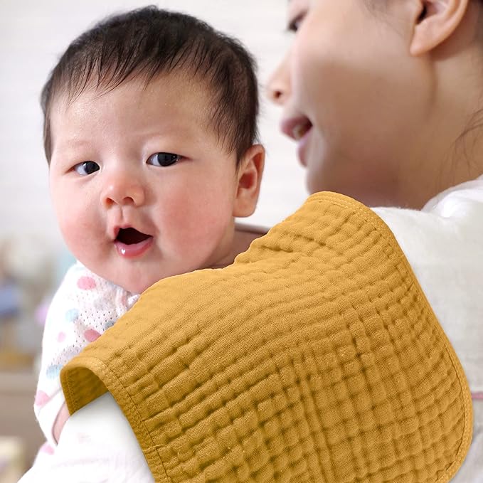 8 Packs Muslin Burp Cloths 6 Layers Unisex Baby Items Absorbent Burp Rags Colorful Muslin Washcloths for Baby Plain Soft Cotton Cloth for Babies Girls Boys, 10 x 20 Inch (Beautiful Colors)