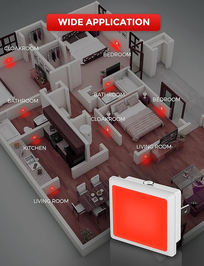 L LOHAS LED Red Night Lights Plug into Wall 2-Pack, 0.3W Plug in Night Light, Dusk to Dawn, Bright Nightlight Auto-On/Off, for Adults Kids Room Bedroom Bathroom Hallway Kitchen, Non-Dim