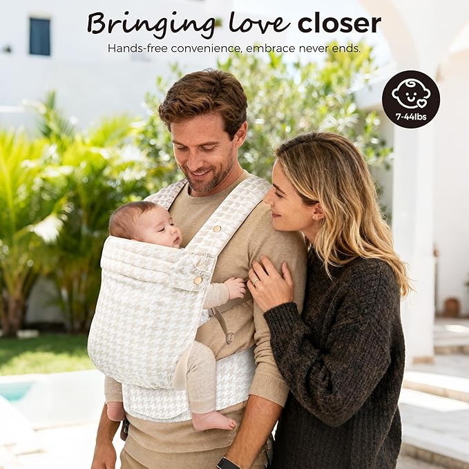 Baby Carrier Newborn to Toddler- Ergonomic,Cozy and Lightweight Infant Carrier for 7-40lbs,3 Carry Positions Newborn Carrier,Black Houndstooth