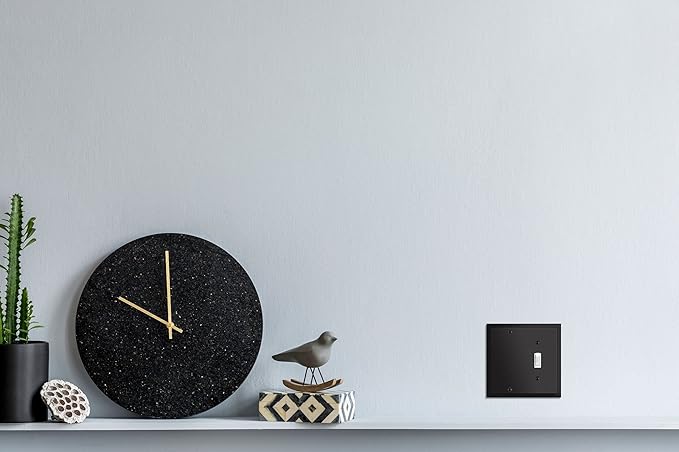 Modern Edge Decorative Wall Plate Switch Plate Outlet Cover, Durable Solid Zinc Alloy (Blank/Toggle, Matte Black)