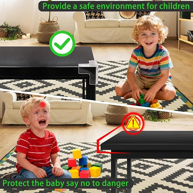 Transparent Corner Protectors - Baby Safety Edge Guards for Furniture, Clear Sharp Corner Covers for Dining Table Baby Proofing (15 Pack T-Shaped)