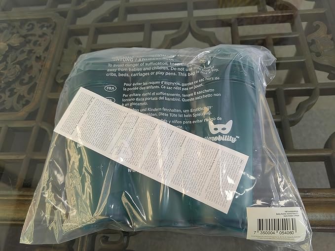 Herobility Double Anti-Colic Baby Bottles – 12 fl oz/340ml – 3-Pack – Dark Green