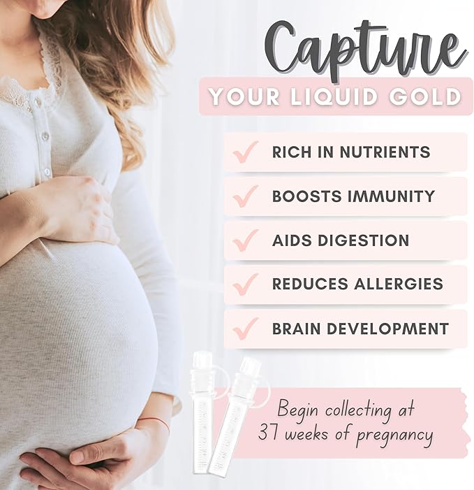 Cradle & Grace Colostrum Collection Kit with Multi-Use Storage Tray, 6ml/7pcs Presterilized Silicone Colostrum Collector, Reusable Colostrum Syringes Freezer Safe, Heat Safe, Breast Feeding Essentials