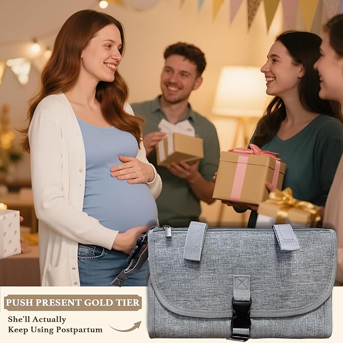 Baby Portable Diaper Changing Pad - Baby Diaper Changer Travel Bag with Wipes Pocket, Smart Design Portable Changing Mat,Gift for Newborn Girl & Boy,Gray.