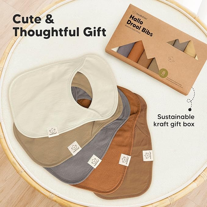 8-Pack Baby Bibs for Boys, Girls - Pullover Bibs for Drooling Teething Baby Girl & Boy Toddler, Newborn, Soft & Absorbent, Cute Colors, Large Torso Coverage Keep Infant Clean & Dry(Terracotta)