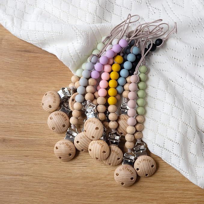 SAMiGO Pacifier Clips Holders Silicone Paci Binky Clips for Baby Boys - 2 Pack