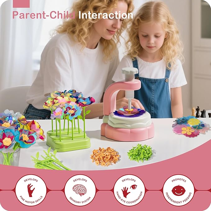 Pistachio DIY Flower Bouquet Kit Accessories - Arts and Crafts for Kids 4-6, Fabric Flowers Bouquets Toys Accessory Set, Flower Making Kit for Kids Accessories, 4 5 6 7 8 Year Old Girl Birthday Gifts