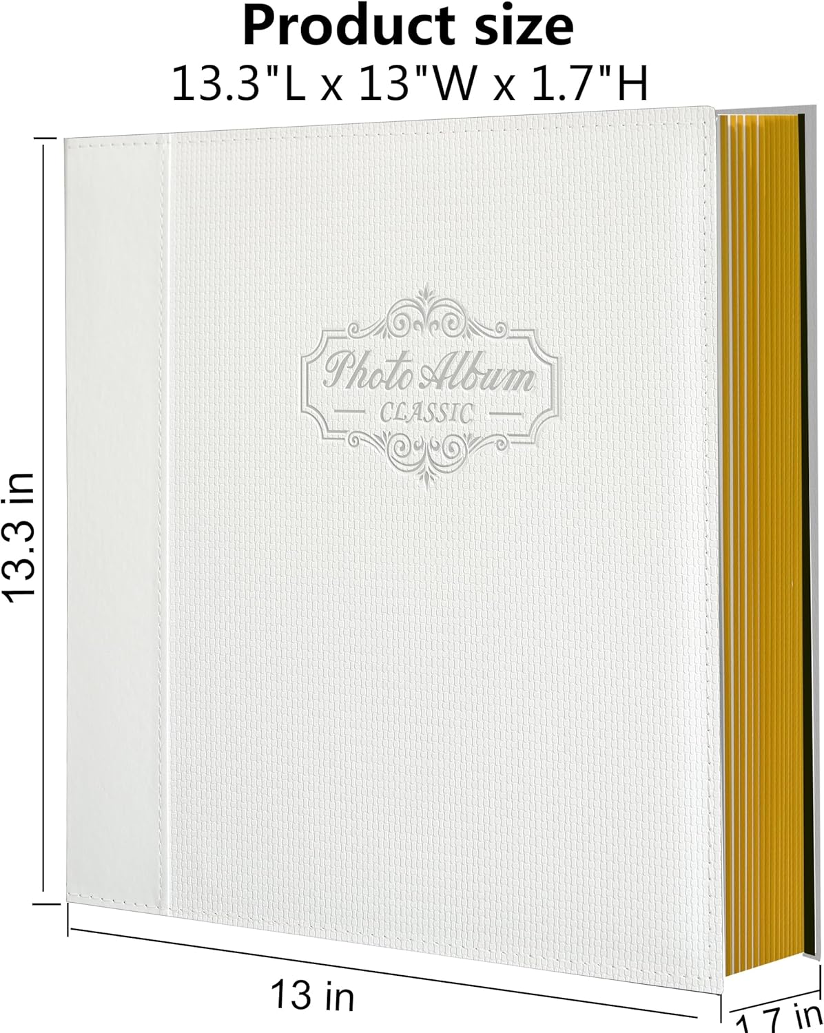 Photo Album Holds 3X5, 4X6, 5X7, 6X8, 8X10 Photos, Leather Cover, Magnetic Self-Stick Page, Hand Made DIY Albums (White, Large)