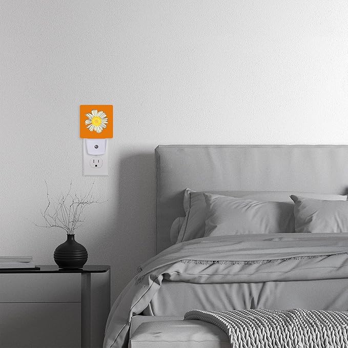 Daisy Night Lights Plug into Wall,Chamomile Night Light with Dusk to Dawn Sensor Night Light for Kid Girls Boys Women Men Room Decor,Hallway,Kitchen,Bathroom,Nursery,Stairs