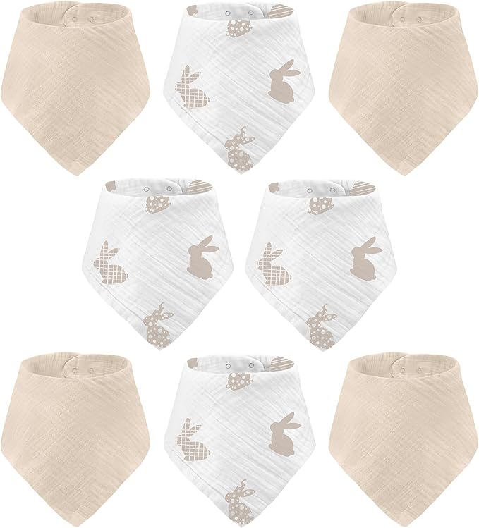 Muslin Baby bibs for drooling and teething, 100% cotton, Bibs for baby girl, Muslin bibs for boys (8 Pack)