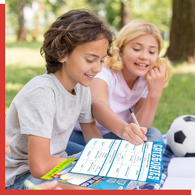 Road Trip Game Pad, 80 Perforated Sheets Travel Activity Pad, 5 Games in 1 Pad, Plane, Car Trip Activity, Pen Pencil & Paper Game for Kids, Adults (6” x 9”)