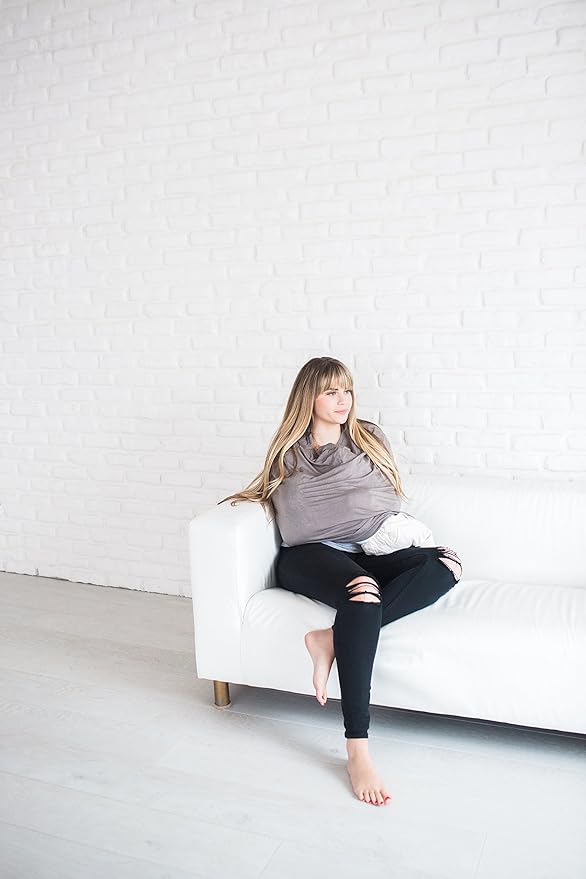 Baby Car Seat Cover Canopy and Nursing Cover Multi-Use Stretchy 5 in 1 Gift The Granite by Copper Pearl