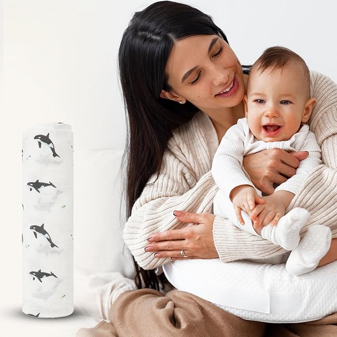 Muslin Baby Swaddle - Breathable Receiving Blankets for Newborn Baby, 70% Viscose derived from Bamboo, 30% Spandex, Imported