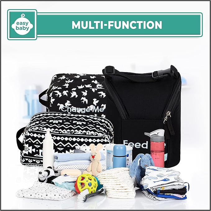 Easy Baby - Diaper, Bottle, and Supplies - Organizer Pouches and Changing Pad - Change, Feed, Dress, and Clean Me (8 Pack Brooklyn) | Organizing Packing Tote Cubes for Baby Items