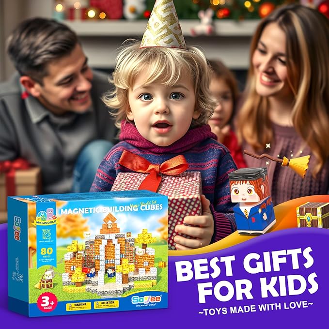 Magnetic Blocks - Build Mine Magnet World Magic World Adventure Set, 1’’ Magnet Cubes Kids Sensory Toys for Kids Age 3-5 5-7 8-12, Building Blocks Gift for 3 4 5 6 7 8 9 10 Year Old Boys & Girls
