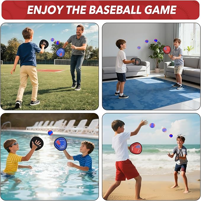 Toss and Catch Ball Set, Kids Toddler Baseball Glove and Ball Toy Set, Outdoor Sporting Games, Family Beach Toys Pool Games Yard Activities Outside Play, Birthday Gift Ideas for 3-12 Year Old Kids