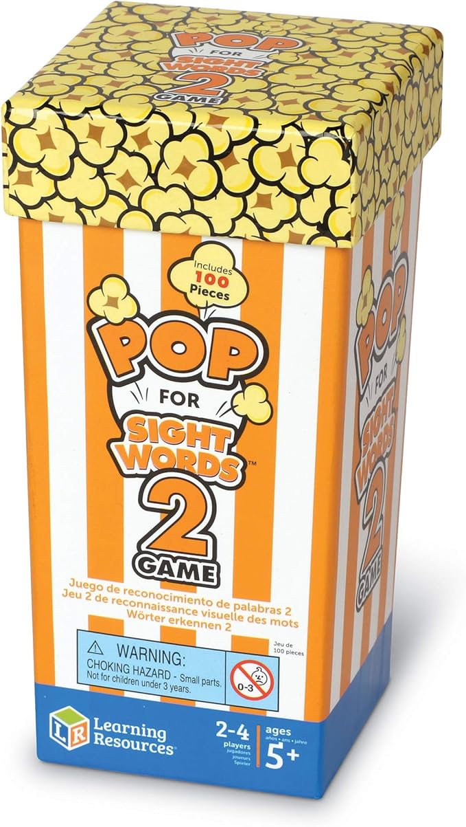 Learning Resources Pop for Sight Words 2 Game, Homeschool, Early Vocabulary and Phonics Classroom Game, 100 Pieces, 2-4 Players, Ages 5+