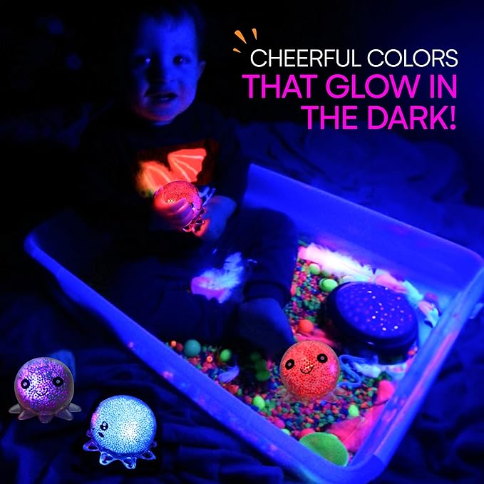 Neliblu Squishy Octopus Balls - Jumbo Mochi Squishy Toys - Easter Basket Stuffers for Teens - Glow-in-The-Dark - Stress Balls for Kids and Adults - 2.3x1.8x1.7 inches (Multicolor) Set of 10