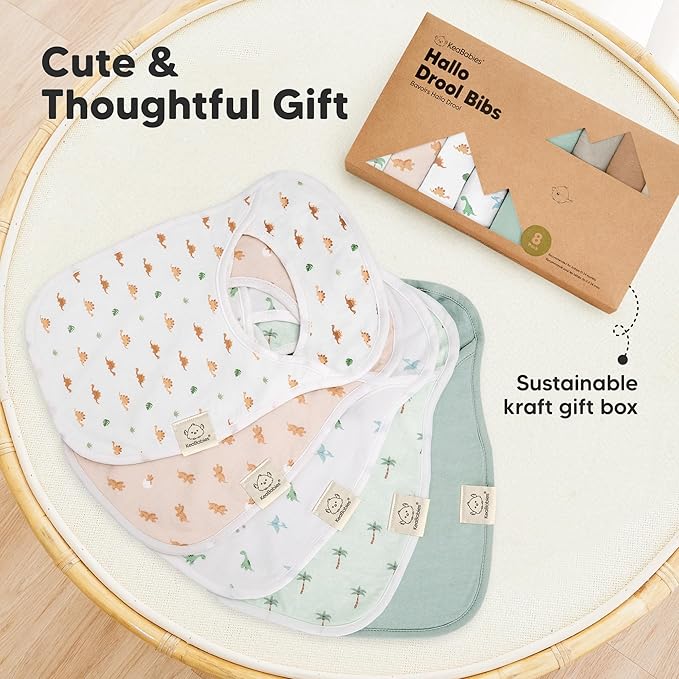 8-Pack Baby Bibs for Boys, Girls - Pullover Bibs for Drooling Teething Baby Girl & Boy Toddler, Newborn, Soft & Absorbent, Cute Colors, Large Torso Coverage Keep Infant Clean & Dry (Roarsome)