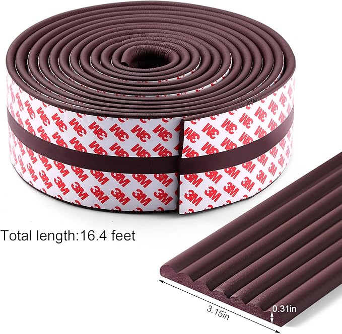 Baby Proofing Edge Corner Protector, 16.4 ft Edge Guards Padding with 3M Adhesive, Extra-Wide Soft Rubber Foam Padding, Furniture,Sharp Edge Safety Corner Edge Bumper Guard-Brown