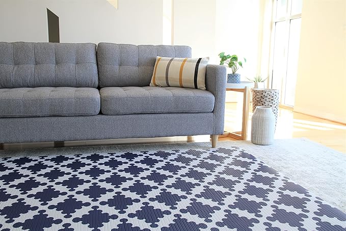 Cushmat Stylish Reversible Foam Play Mat (Large, Luxe Lite - Royal Blue Star) - Soft, Waterproof, Durable Play mat for Infants, Babies, Toddler, Kids & Grownup - 6.5ft x 4.5ft