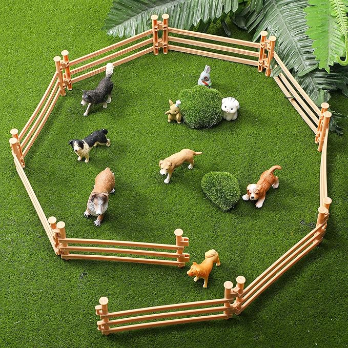 Sumind 40 Pieces Horse Corral Fencing Accessories Playset Plastic Farm Fence Toy for Barn Paddock Horse Stable Farm Animal Fence Panel Paddock Toy Educational Present Cake Toppers