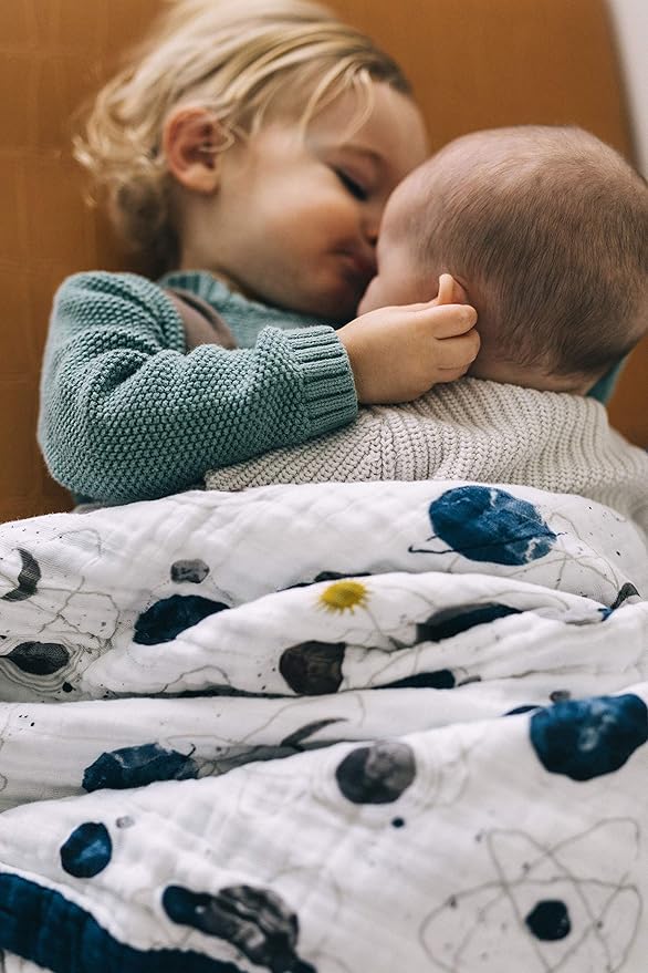 Little Unicorn Premium Quilted Throw | Super Soft, Multi-Layered Muslin XL Blanket| Great for Kids & Families (Planetary)