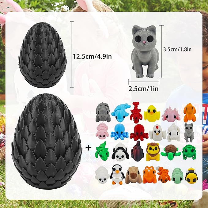 Mini 3D Printed Animal Figurines Set,Articulated, Flexible, and Exquisitely Cute (Animal C)