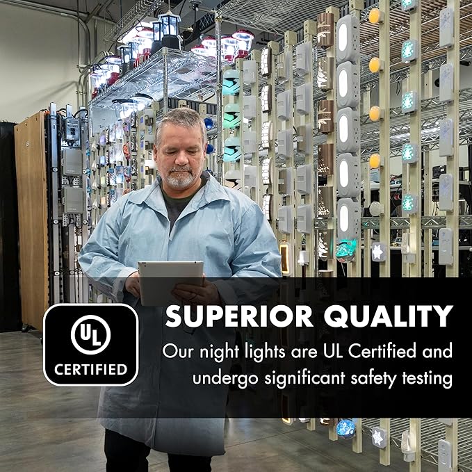 Lights By Night Mini Square LED Night Lights Plug Into Wall, Dusk to Dawn Sensor, Compact, Ambient Lighting, for Kids or Adults, Bedroom, Bathroom, Nursery, Hallway, 4 Pack, 82488