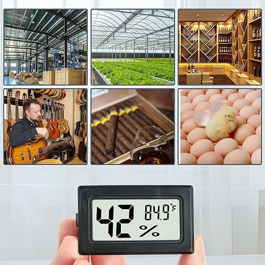 Mini Hygrometer Indoor Humidity Meter Hygrometer Thermometers 6 Pack Humidity Meters Gauge Hygrometer Mini Digital Thermometer Hygrometer with Fahrenheit (℉) for Humidors, Greenhouse, Garden, Cellar