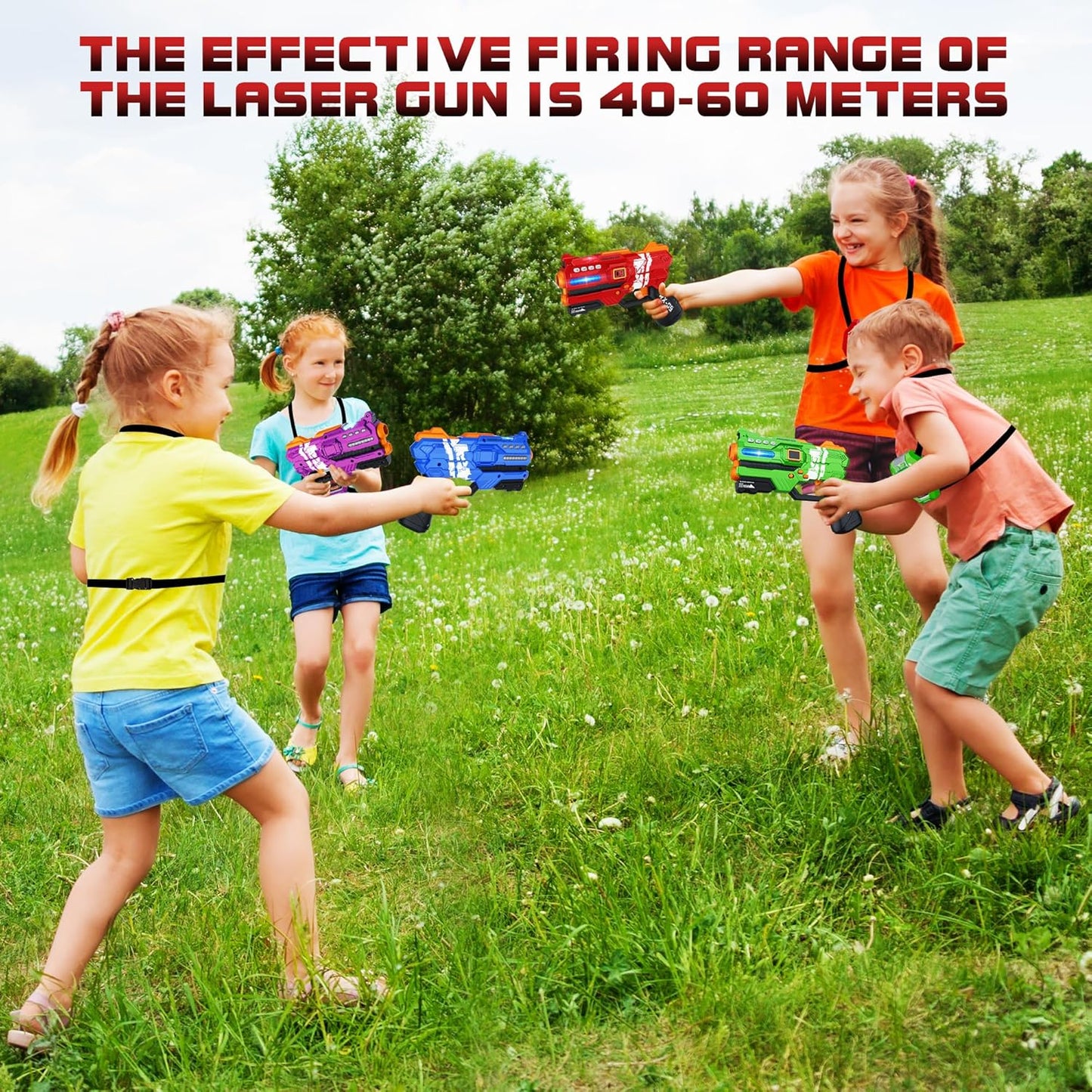 Laser Tag Guns Set of 4 Laser Tag Guns with Digital LED Score Display Vests,Gifts for Teens and Adults Boys & Girls,Adults and Family Fun,Gift for Kids Ages 8 9 10 11 12+Year Old Boy