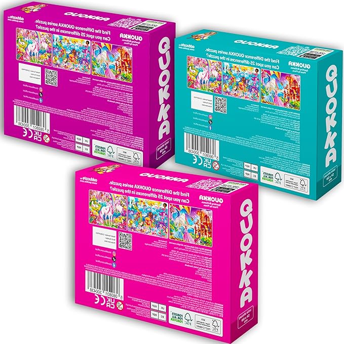 QUOKKA 100 Piece Puzzles for Kids Ages 8-10 – 3XSET Puzzles for Kids Ages 4-6 – Search & Find Mermaids Unicorns Kid Activities Included for 5-8 Year Old – Toddler Learning Toy Game Gift for Girls