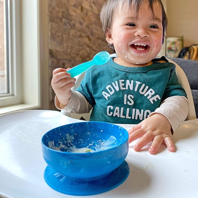 ChooMee Silicone Baby Spoons | 4 Months +, First Stage Baby Led Weaning and Self Feeding | Soft Spoon with Firm Handle | Designed in USA, BPA Free, Premium grade Platinum Silicone | 2 CT