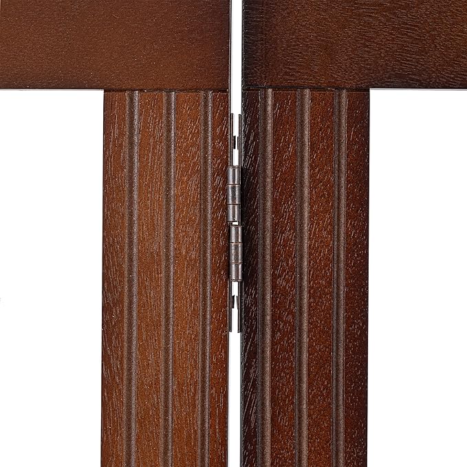 SPIRICH Wooden Freestanding Foldable Dog Gate, Pet Gate Indoor, Dog Gates for Doorways, Stairs, The House, Extra Wide Step Over Puppy Gate, 3 Panels, Brown