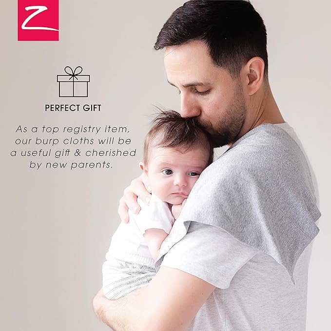 Zutano 5-Pack Organic Burp Cloths for Baby Girl & Boy, Large Cotton Burping Cloths for Babies | Absorbent Baby Spit-Up Rags | Gender Neutral Burp Clothes | Newborn Essentials, Dino Party