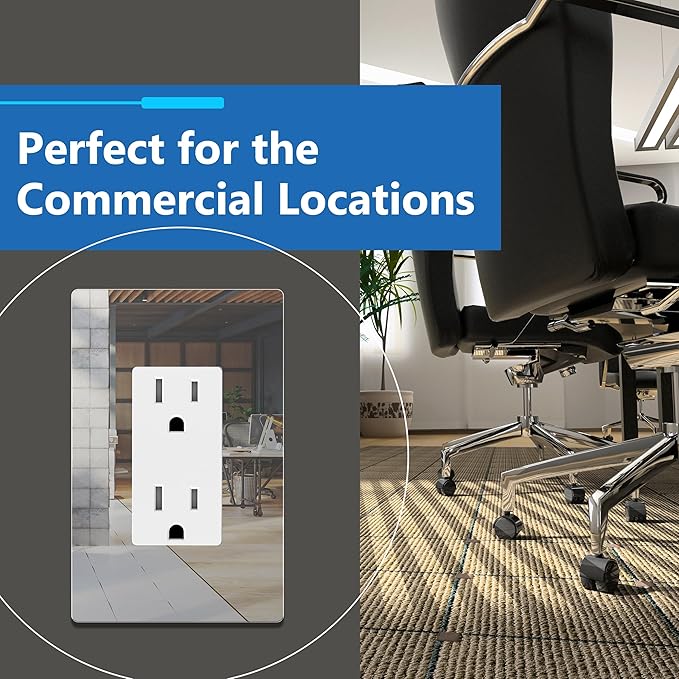 LIDER Decorator Wall Plate, Impact Resistant, Mirrored Acrylic, Plexiglass, Reflective Finish, Modern Upgrade, Screwless Light Switch/Outlet Cover, Mid-Size 1-Gang 4.88" x 3.11", Silver