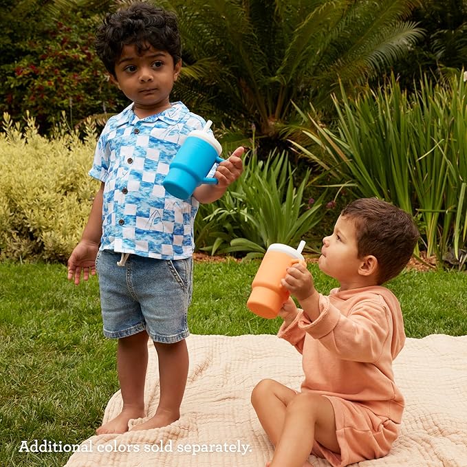 Infantino My 1st Tumbler, Silicone Sippy Cup with Straw & Handle, Spill-Resistant Baby Cup for On-the-Go, BPA-Free Transition Bottle, Creamsicle