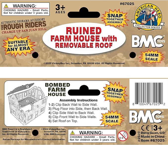 BMC WW2 Ruined Spanish Farm House - Plastic Army Men Playset Accessory