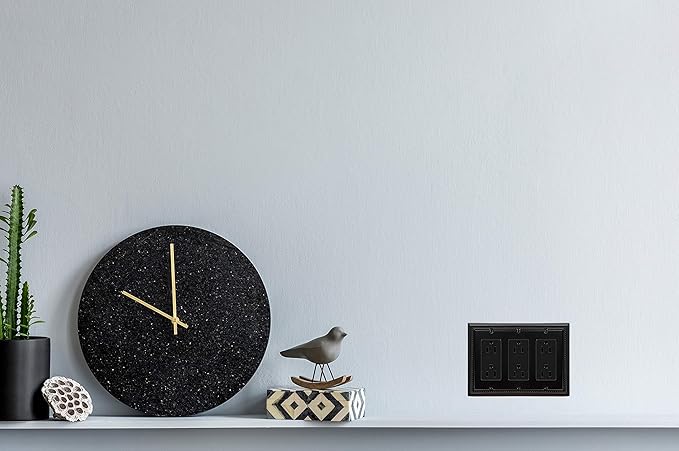 Henne Bery Sunken Pearls Heavy Duty Decorative Wall Plate Switch Plate Outlet Cover (Triple Decorator, Matte Black)