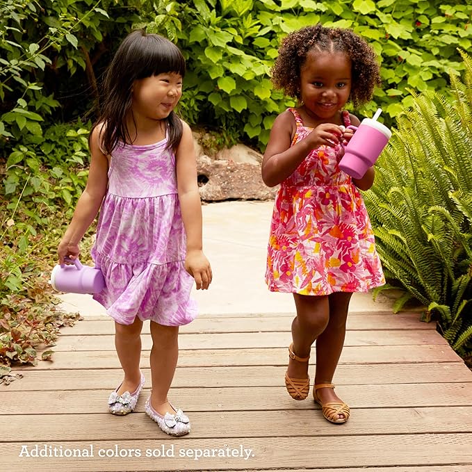 Infantino My 1st Tumbler, Silicone Sippy Cup with Straw & Handle, Spill-Resistant Baby Cup for On-the-Go, BPA-Free Transition Bottle, Cotton Candy