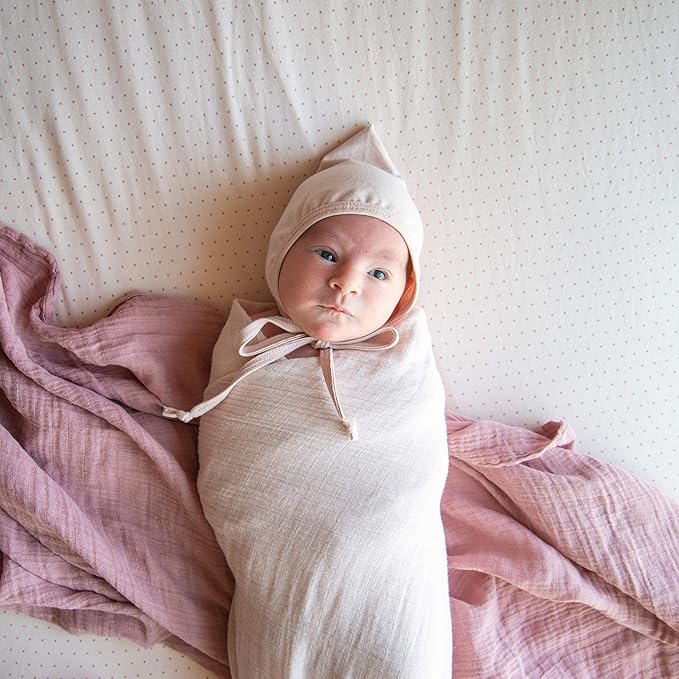 Ely’s & Co. Cotton Muslin Swaddle Blanket 2-Pack for Baby Girl — 100% Cotton Muslin Extra-Large Swaddle Blankets (47” x 47”) Cranberry & Rosewater Pink